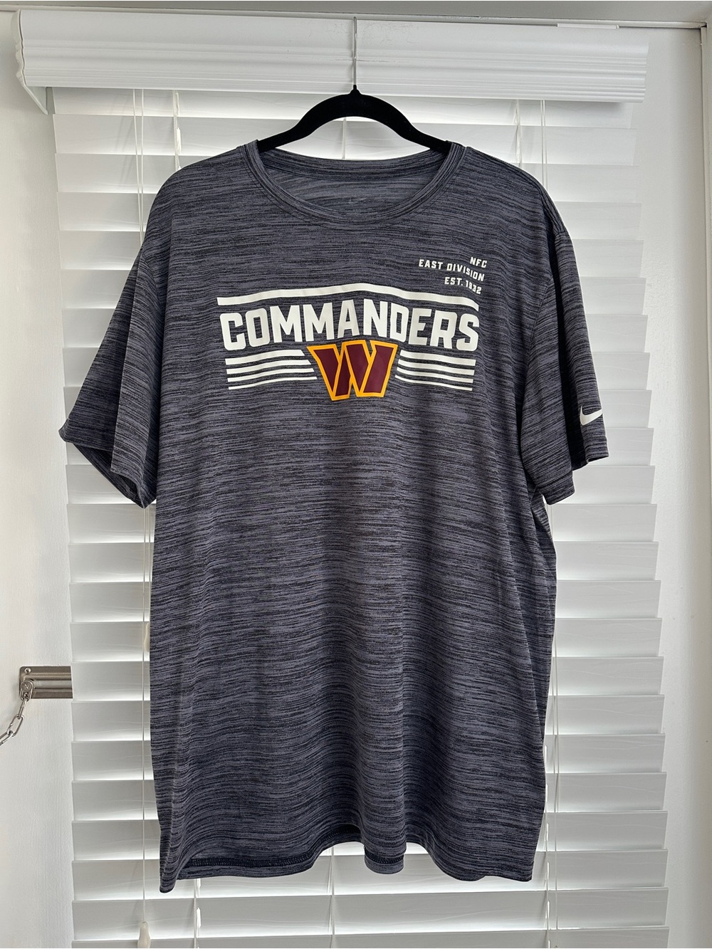 Nike Gray Commanders Heathered Performance Tee with Team Crest